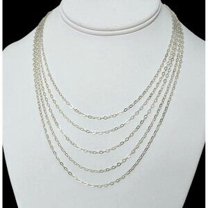 VTG Sterling Silver Multi Strand Chain Necklace Italy Layered 16" Delicate 12.6g